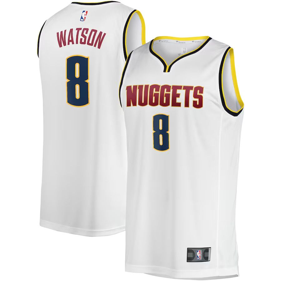 Men Denver Nuggets 8 Peyton Watson Fanatics Branded White Fast Break Player NBA Jersey